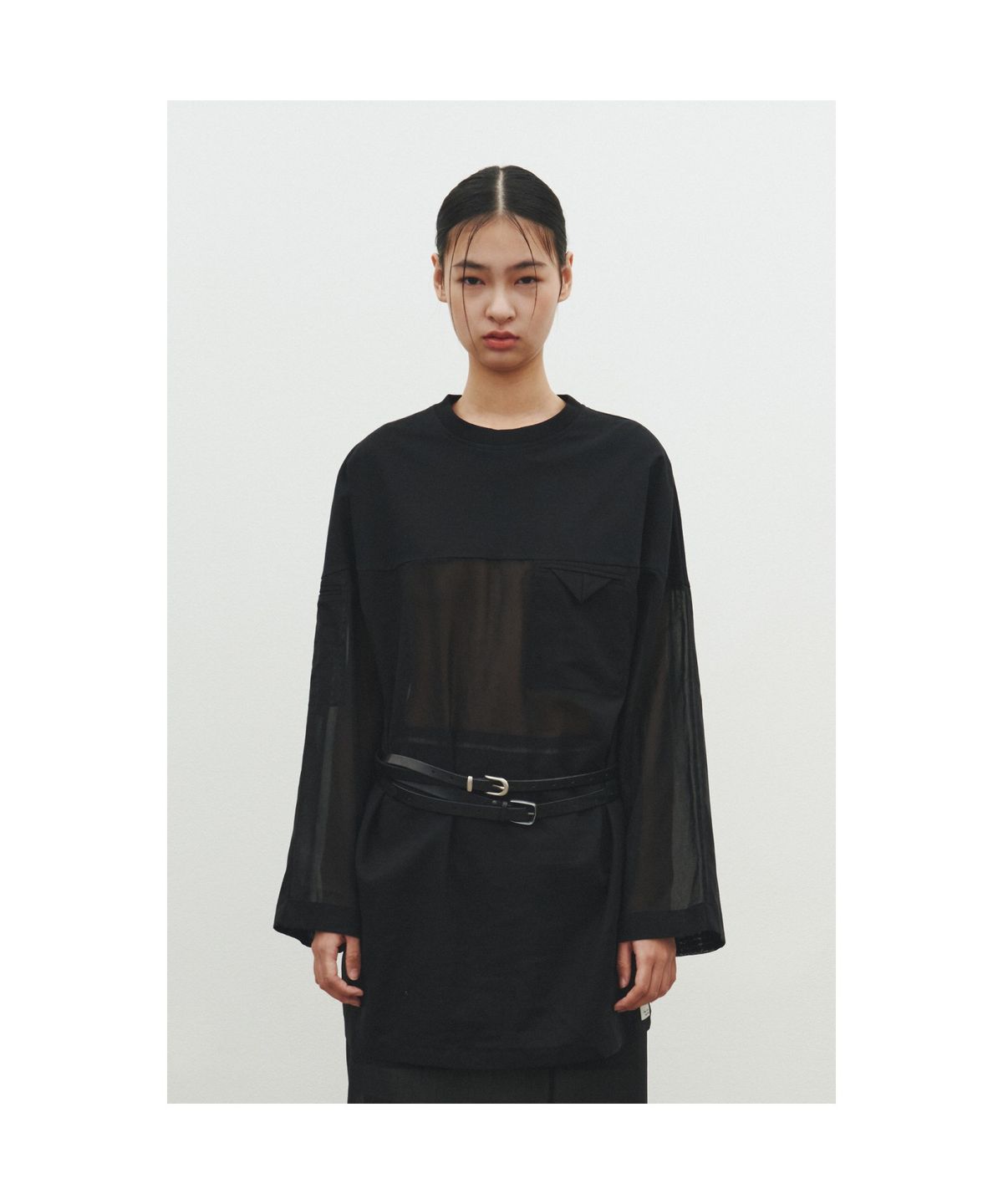 래코드(RECODE) Jersey Sheer Top_RQTAM25574BKX