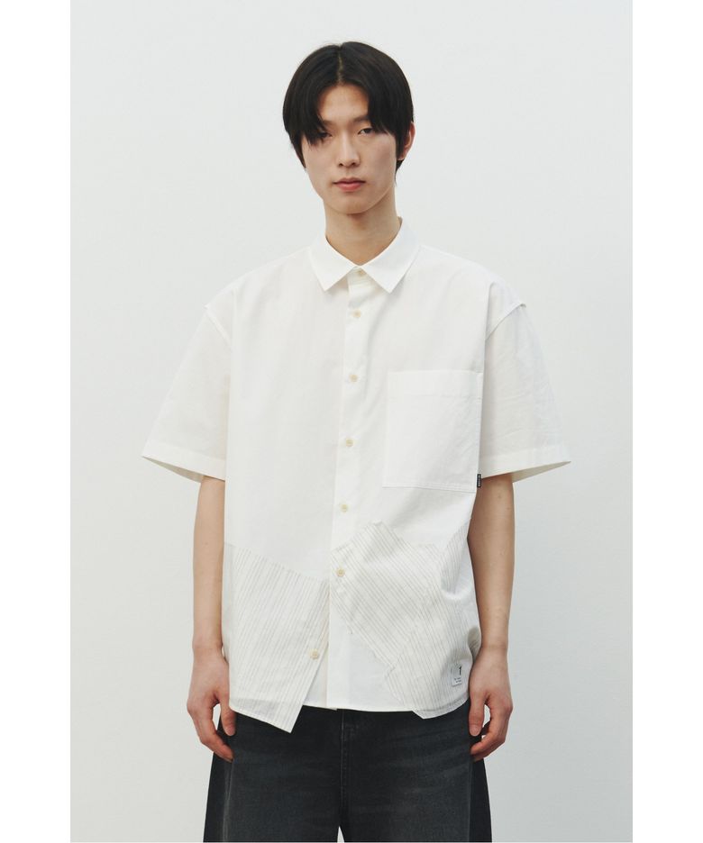 Patchwork Short Sleeves Shirts_RKSAS25612WHX