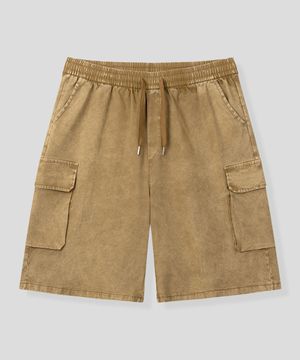 텐셀 피그먼트 워싱 카고 하프 팬츠 [샌드베이지]