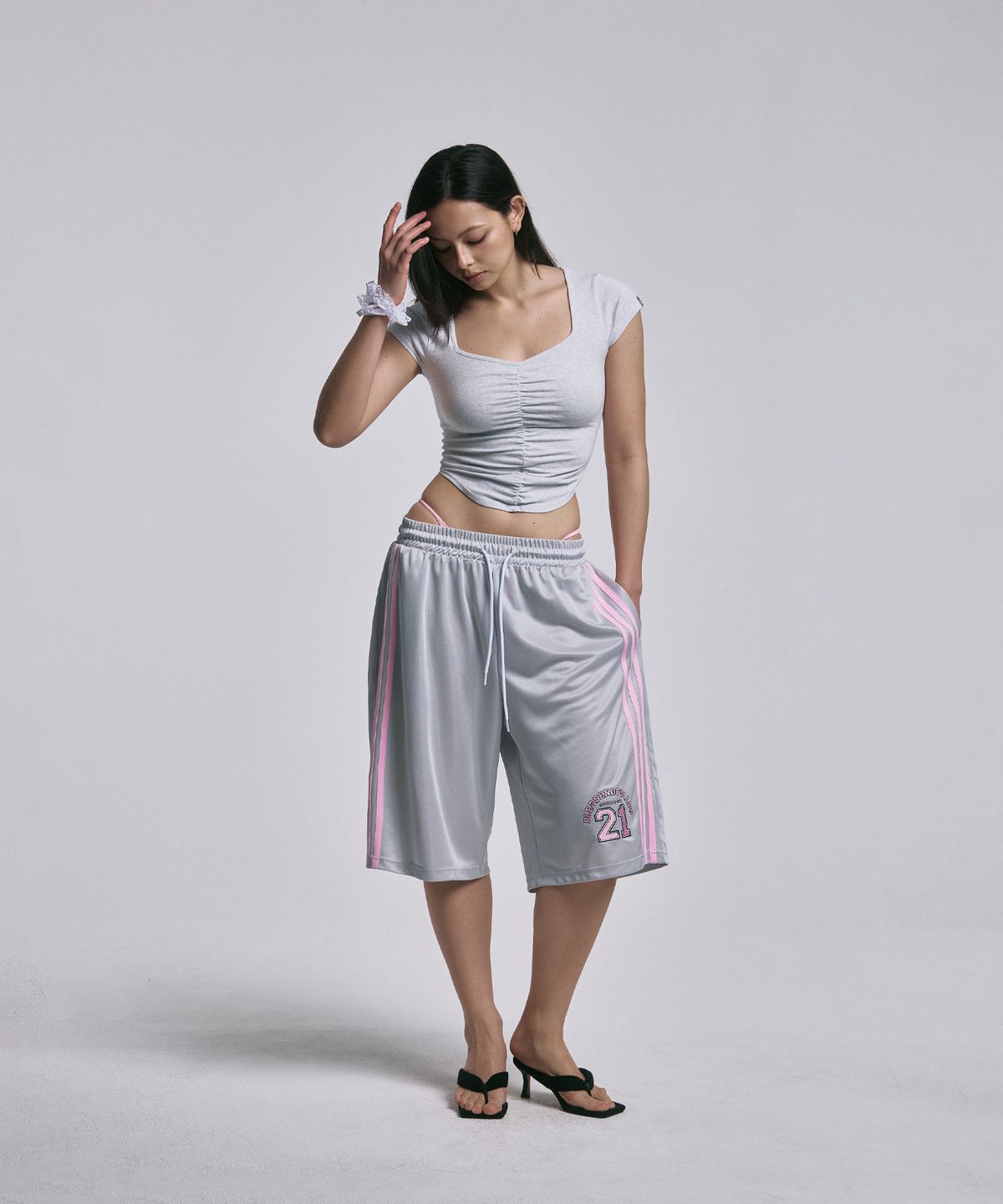 플리즈노팔로우(PLEASENOFOLLOW) Nova Jersey Basketball Pants (Silver)