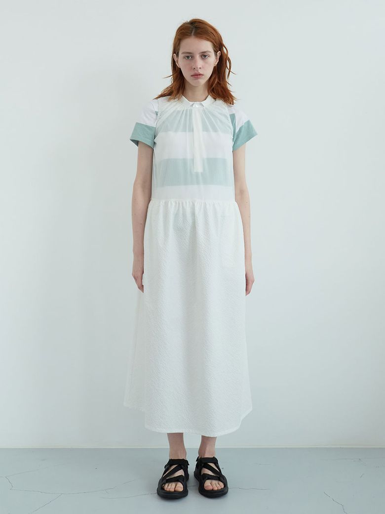 시어서커 레이어드 드레스 (White)