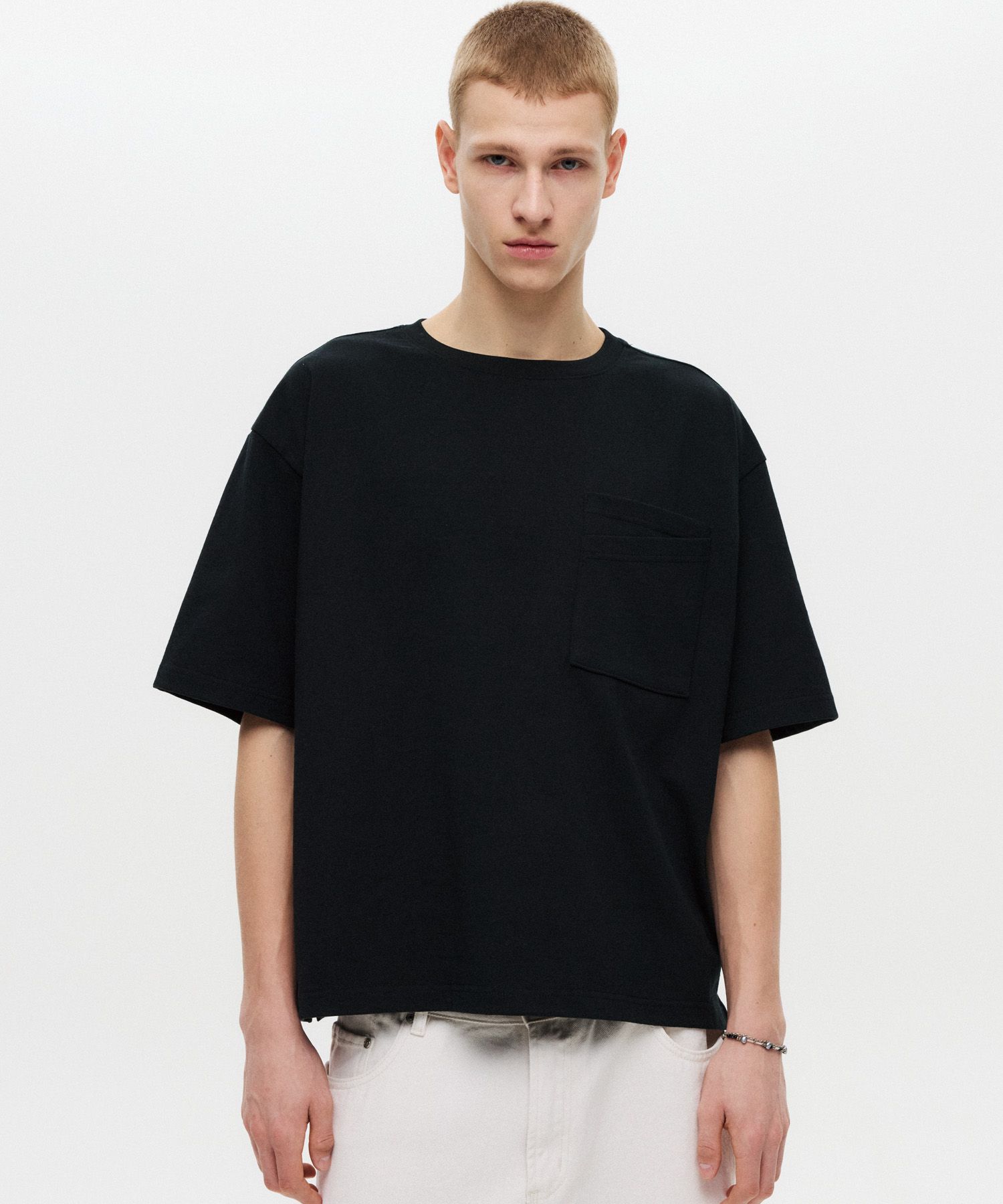 ★DNSR★ Silk Crop Pocket Half Sleeve Black MUSINSA | DNSR Silk Crop Pocket Half Sleeve Black