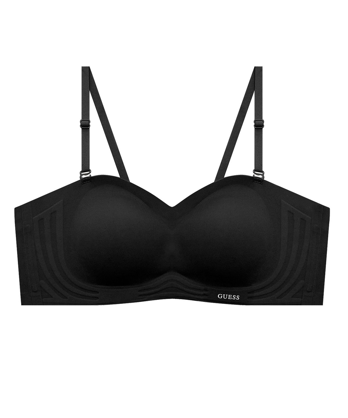 게스언더웨어(GUESS UNDERWEAR) 오프숄더 하프컵 프리컷 브라 - 블랙