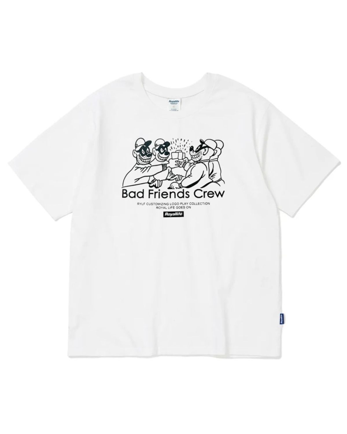 로얄라이프(ROYALLIFE) 배드 프렌즈 크루 그래픽 오버핏 반팔 (RL1022 BAD FRIENDS TEE) 2Color