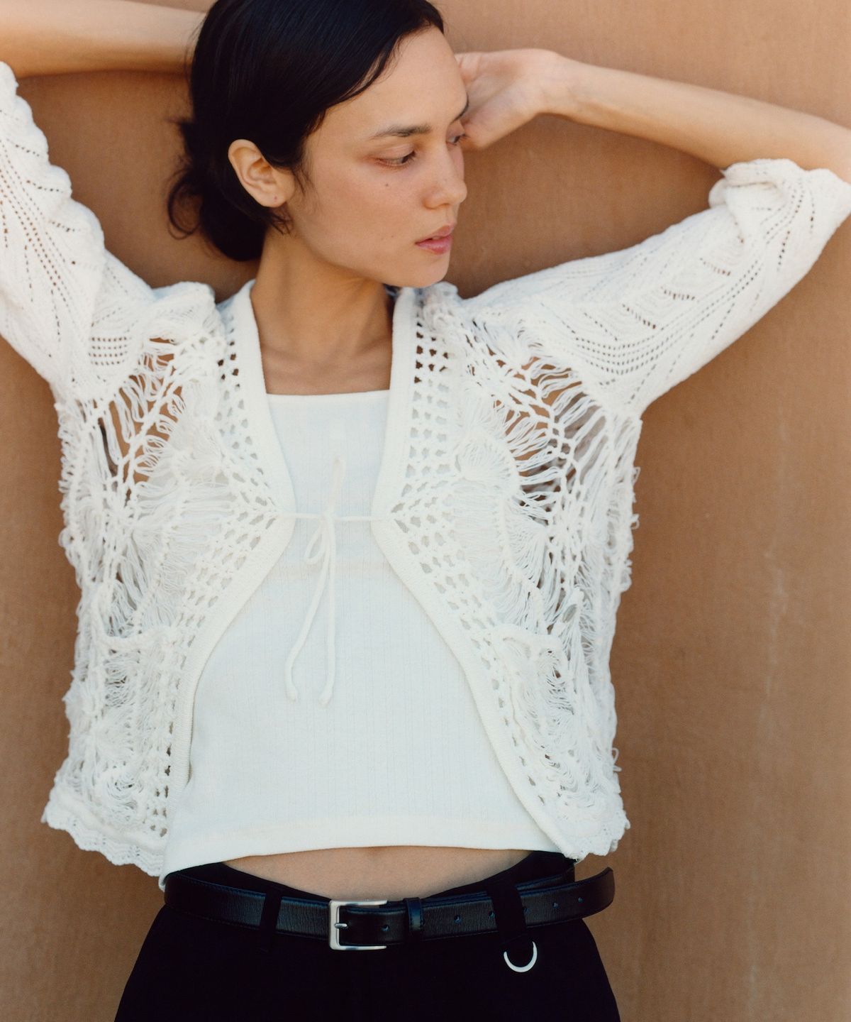 폴뉴아(FOLNUA) CROCHET KNIT CARDIGAN (WHITE)