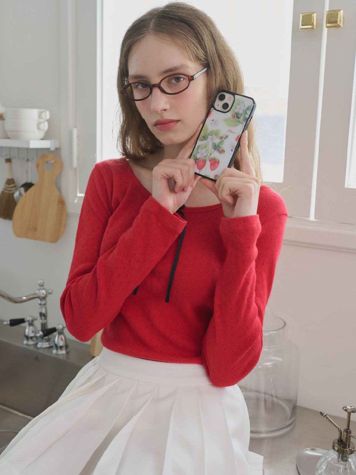 슈네(SCHNEE) (글라스 범퍼 케이스) Strawberry Love phone case