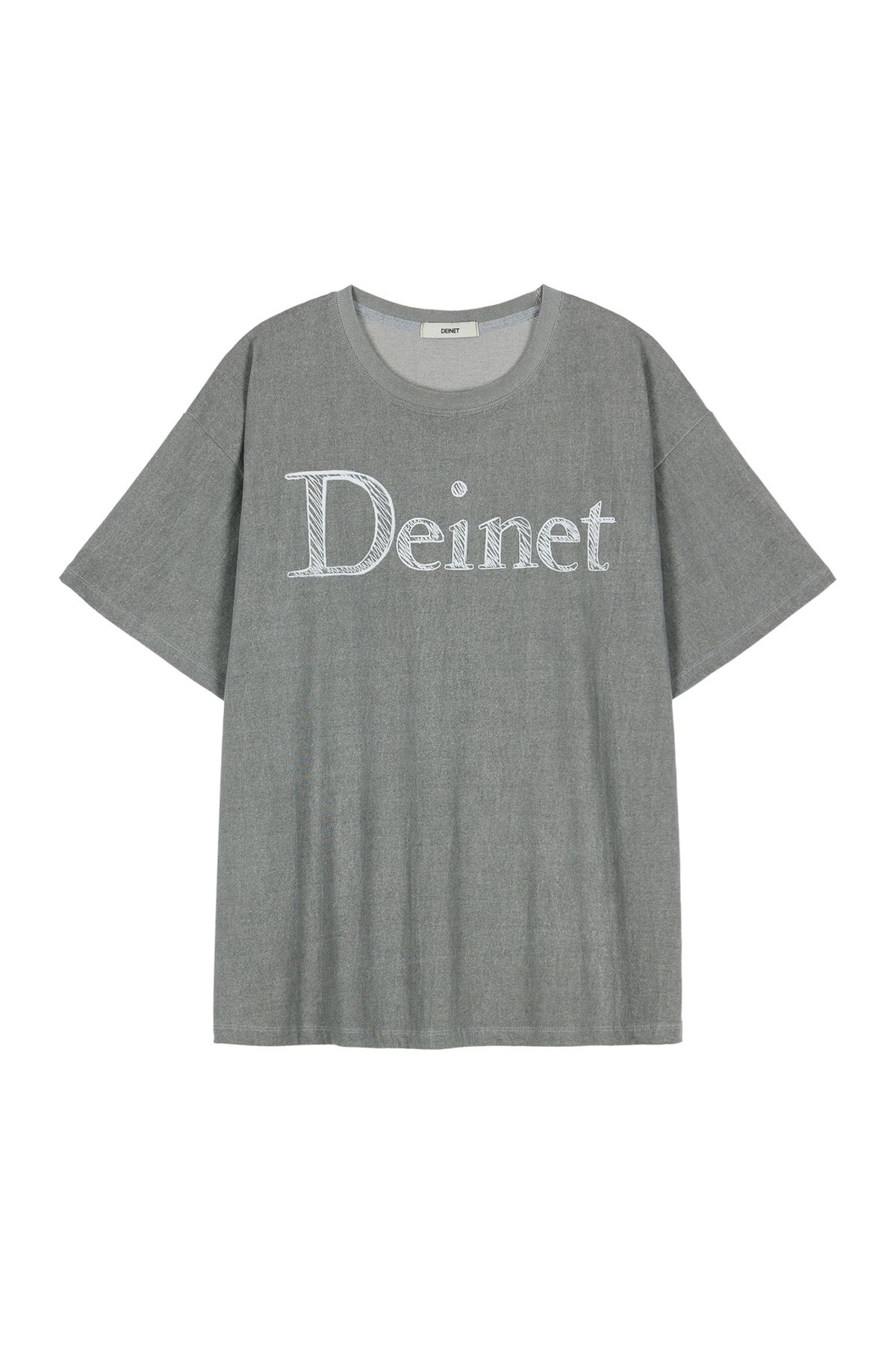 다이닛(DEINET) DEINET LETTERING T-SHIRTS IN CHARCOAL