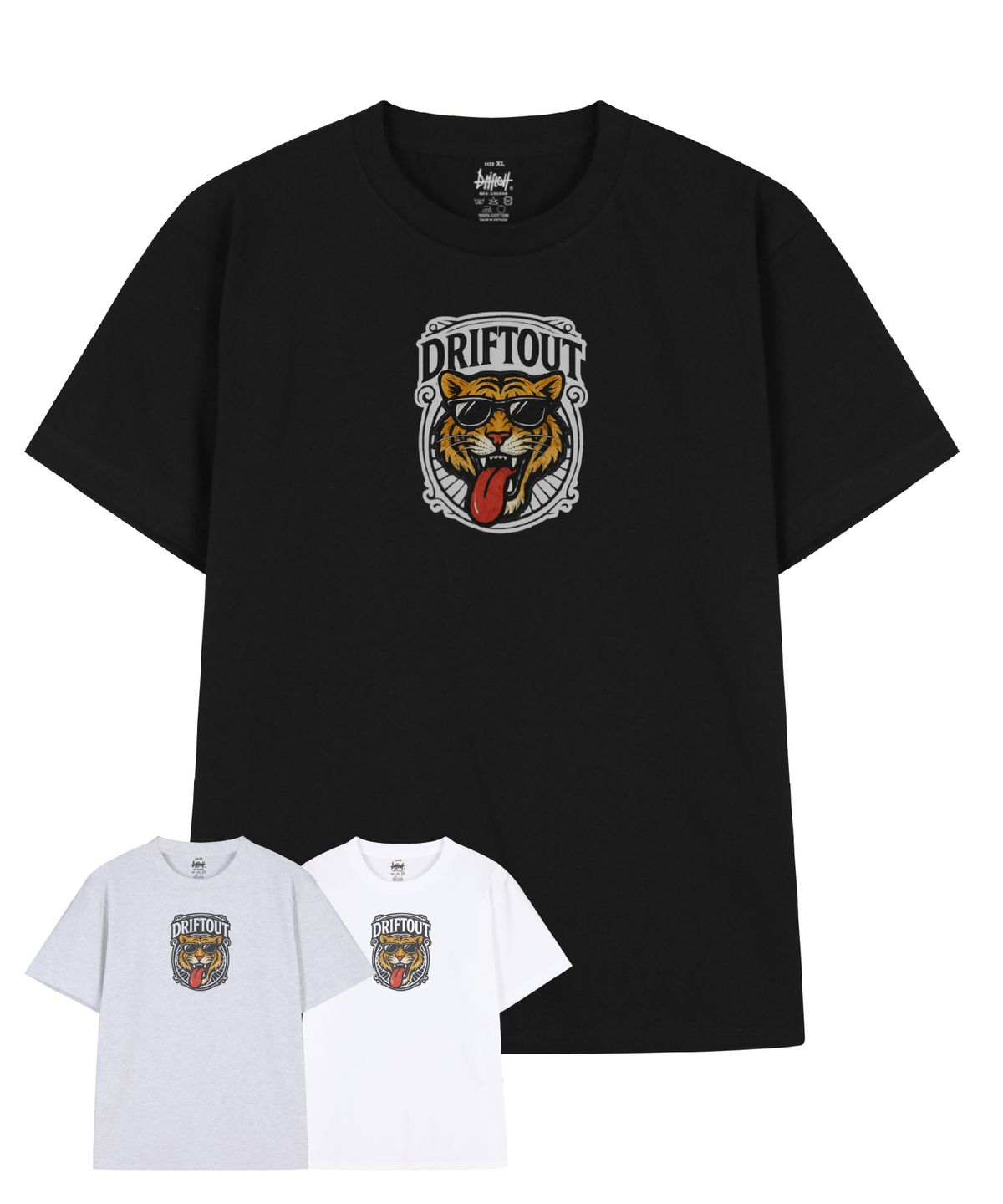 드리프트아웃(DRIFTOUT) 와일드 텅아웃 타이거 반팔 티셔츠 (3color)