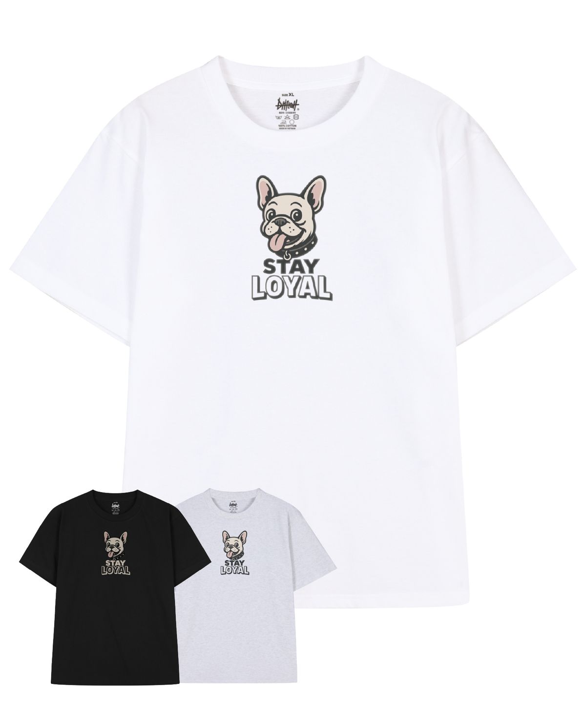 드리프트아웃(DRIFTOUT) 스테이 로열 프렌치 불독 반팔 티셔츠 (3color)