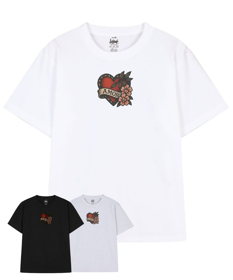 아모르 앤 쏜즈 하트 반팔 티셔츠 (3color)