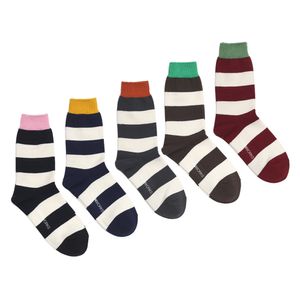 [컬러 커프 5팩]WORK RUGBY 와이드 스트라이프 양말