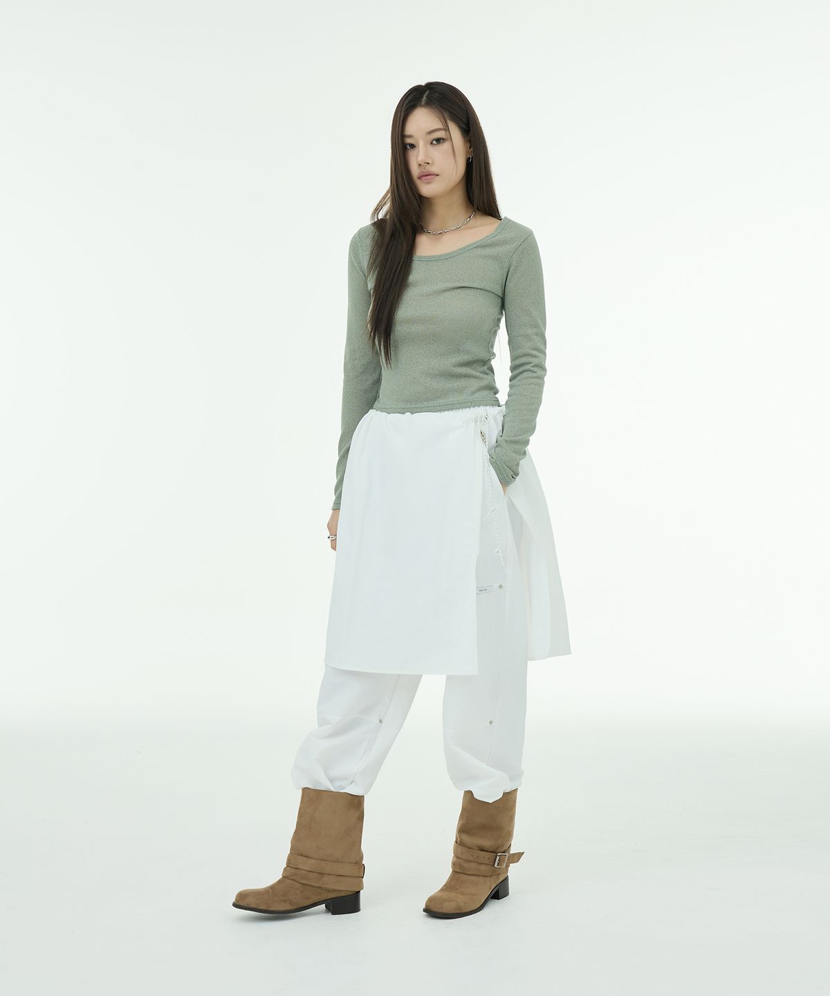 뮤트렛(MUTTLETT) Overlap Layering Skirt - Ivory