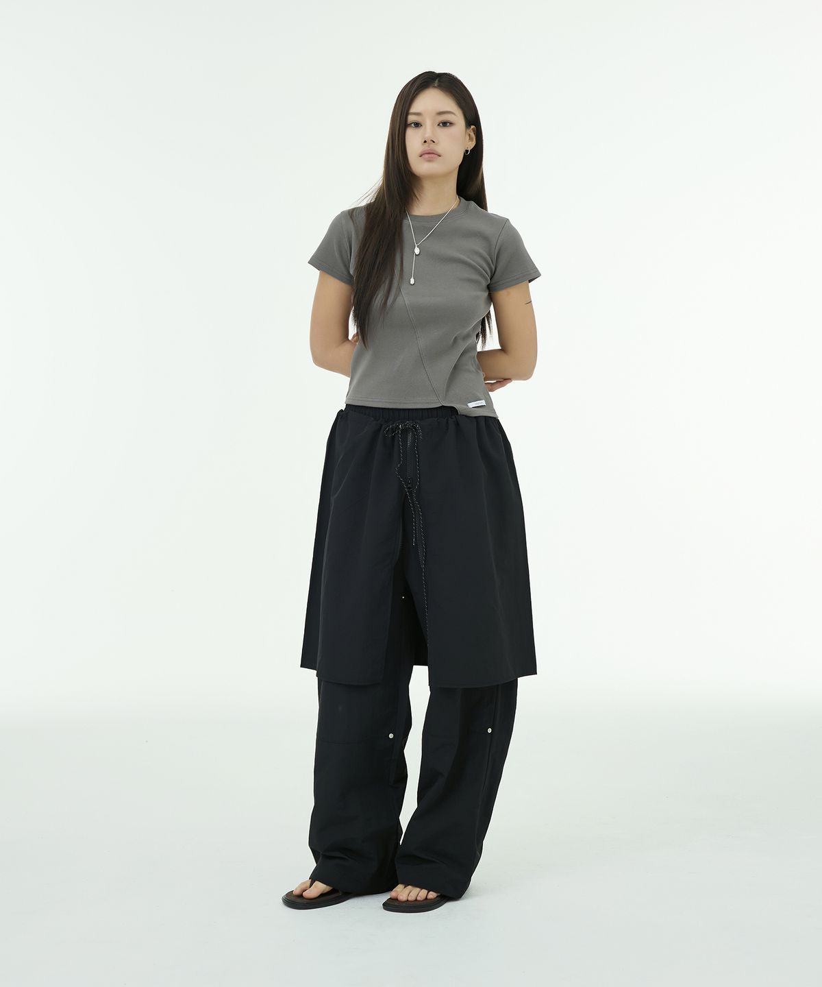뮤트렛(MUTTLETT) Overlap Layering Skirt - Black