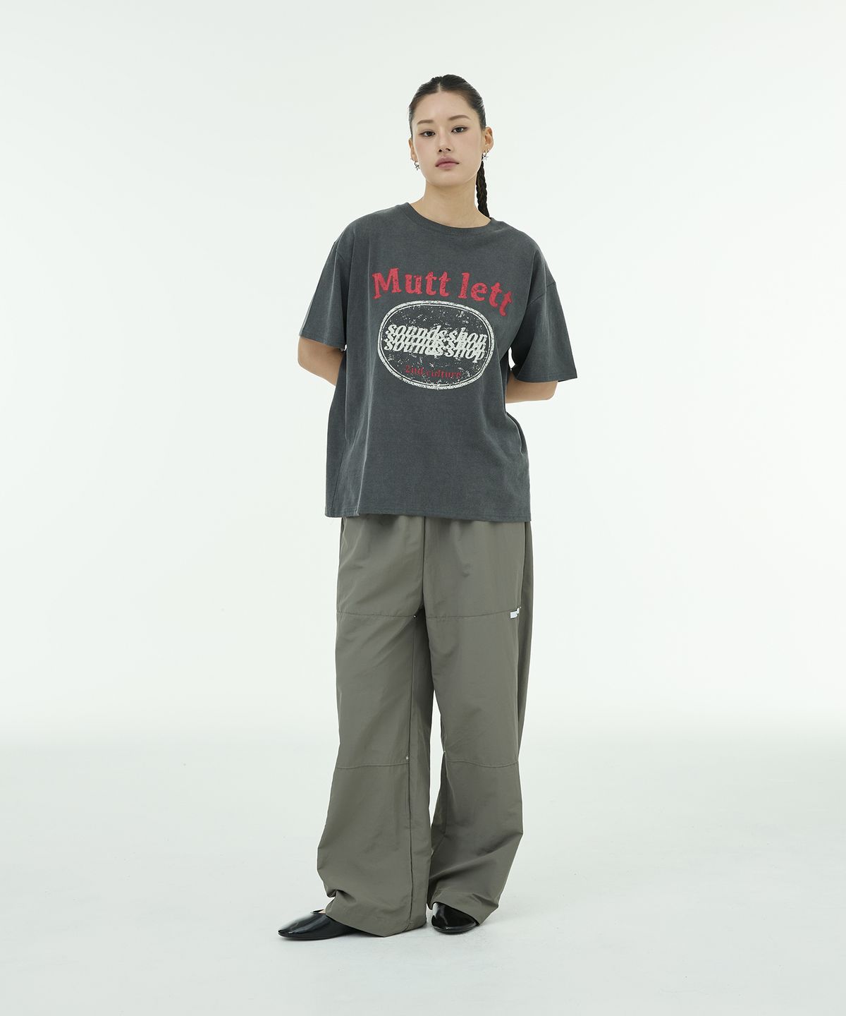뮤트렛(MUTTLETT) Overlap Double Knee Pants - Khaki
