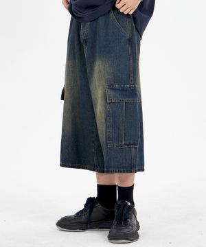 맥시카고 버뮤다 데님팬츠 다크블루