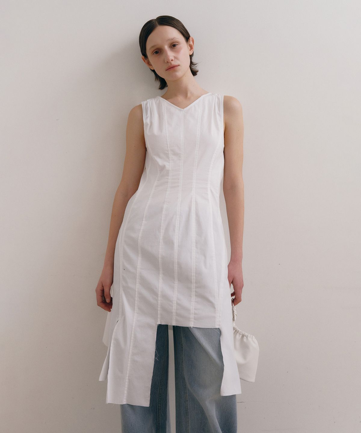 로우타이드(LOW TIDE) DAMAGED COTTON DRESS [WHITE]