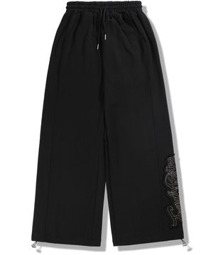 아플리케 포인트 스웻팬츠 - 블랙