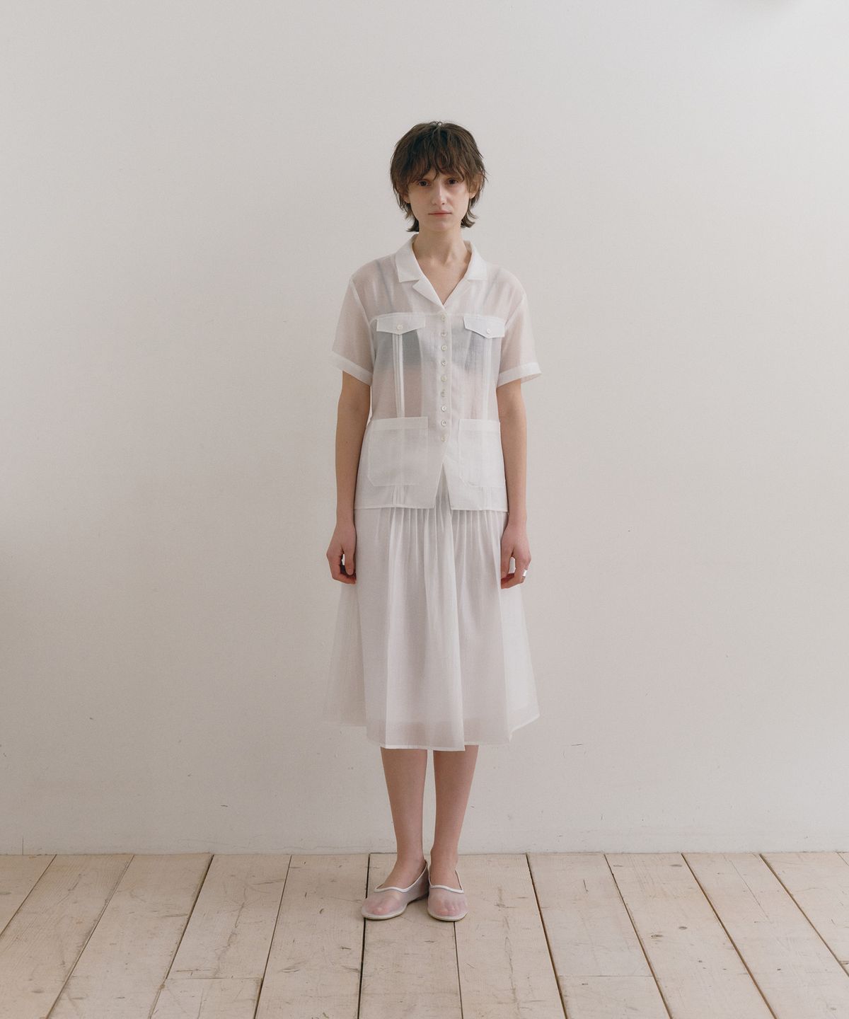 로우타이드(LOW TIDE) SILKY PINTUCK SKIRT [WHITE]