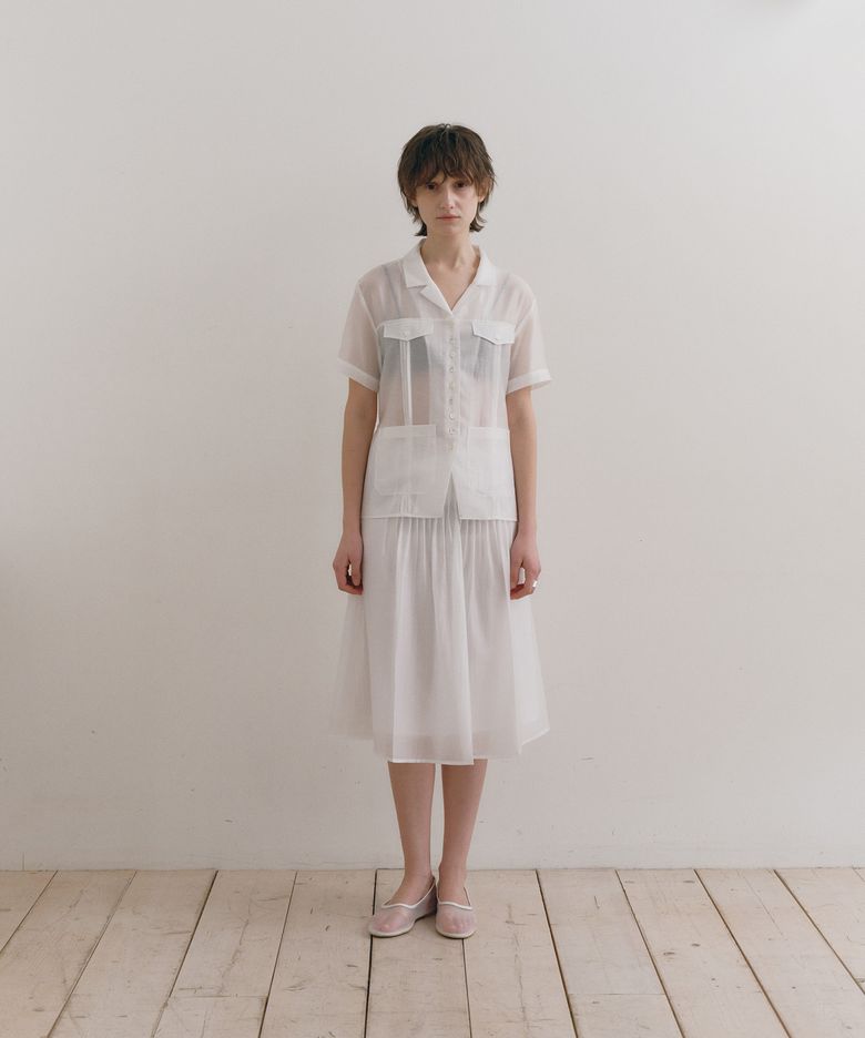 SILKY PINTUCK SKIRT [WHITE]