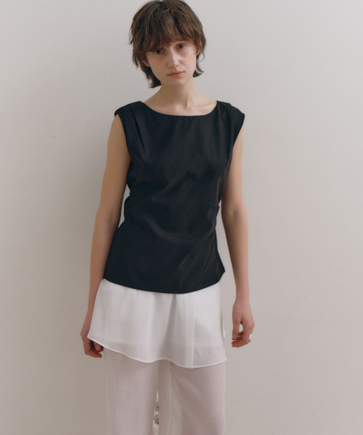 로우타이드(LOW TIDE) BOATNECK BLOUSE [BLACK]