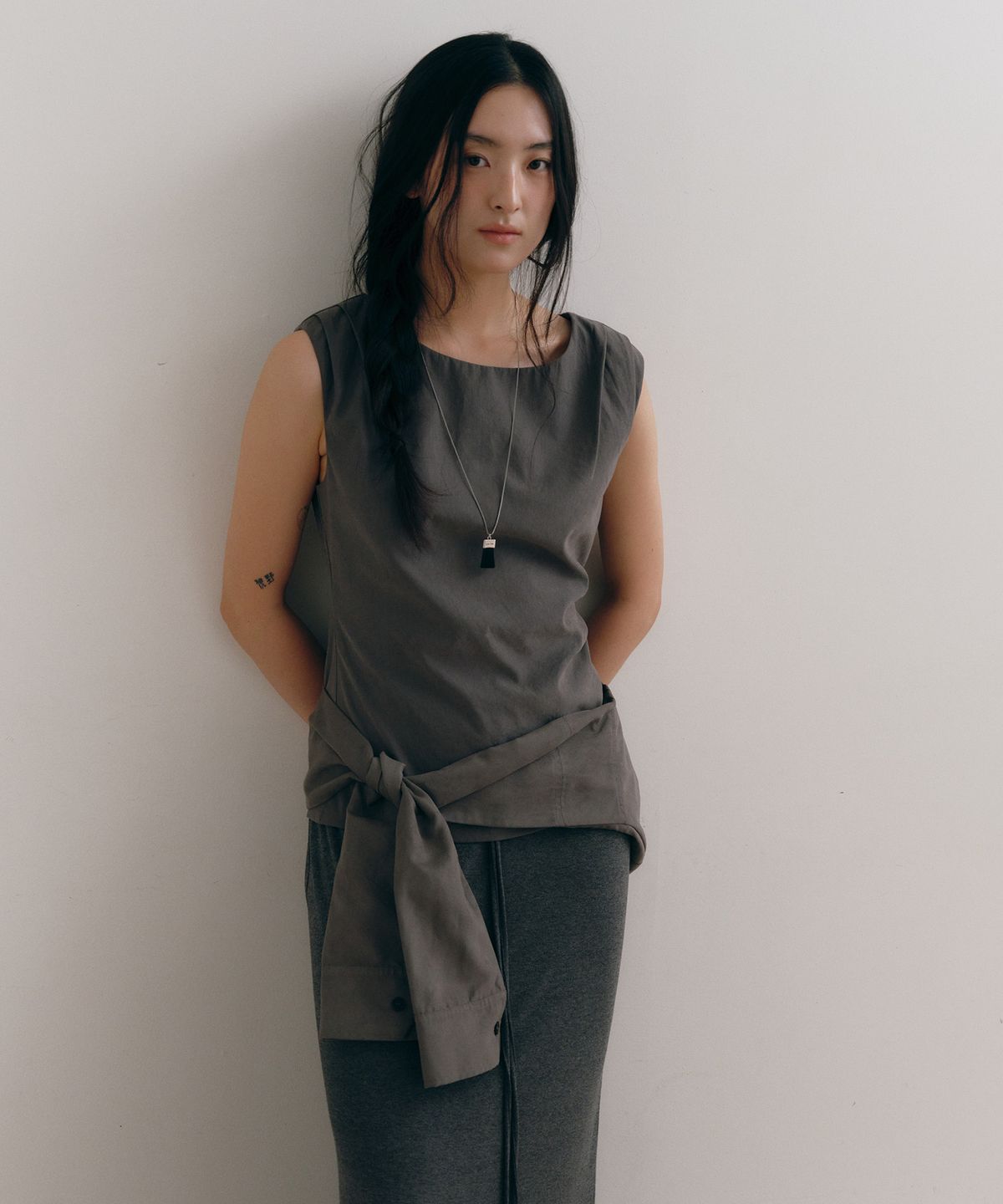 로우타이드(LOW TIDE) BOATNECK BLOUSE [GREY]