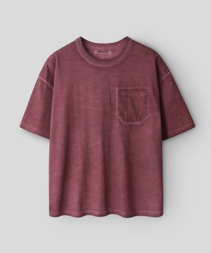 피그먼트 포켓 반팔 티셔츠_버건디