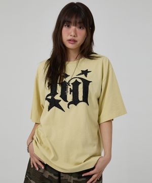 [최겨울pick] HD 데님 아플리케 반팔티셔츠 라이트옐로우