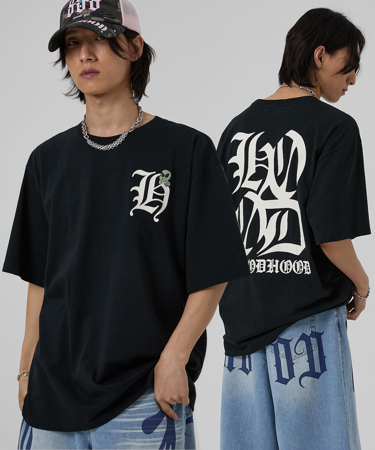 MUSINSA公式 | HOODHOOD H Logo Short Sleeve T-shirt Black