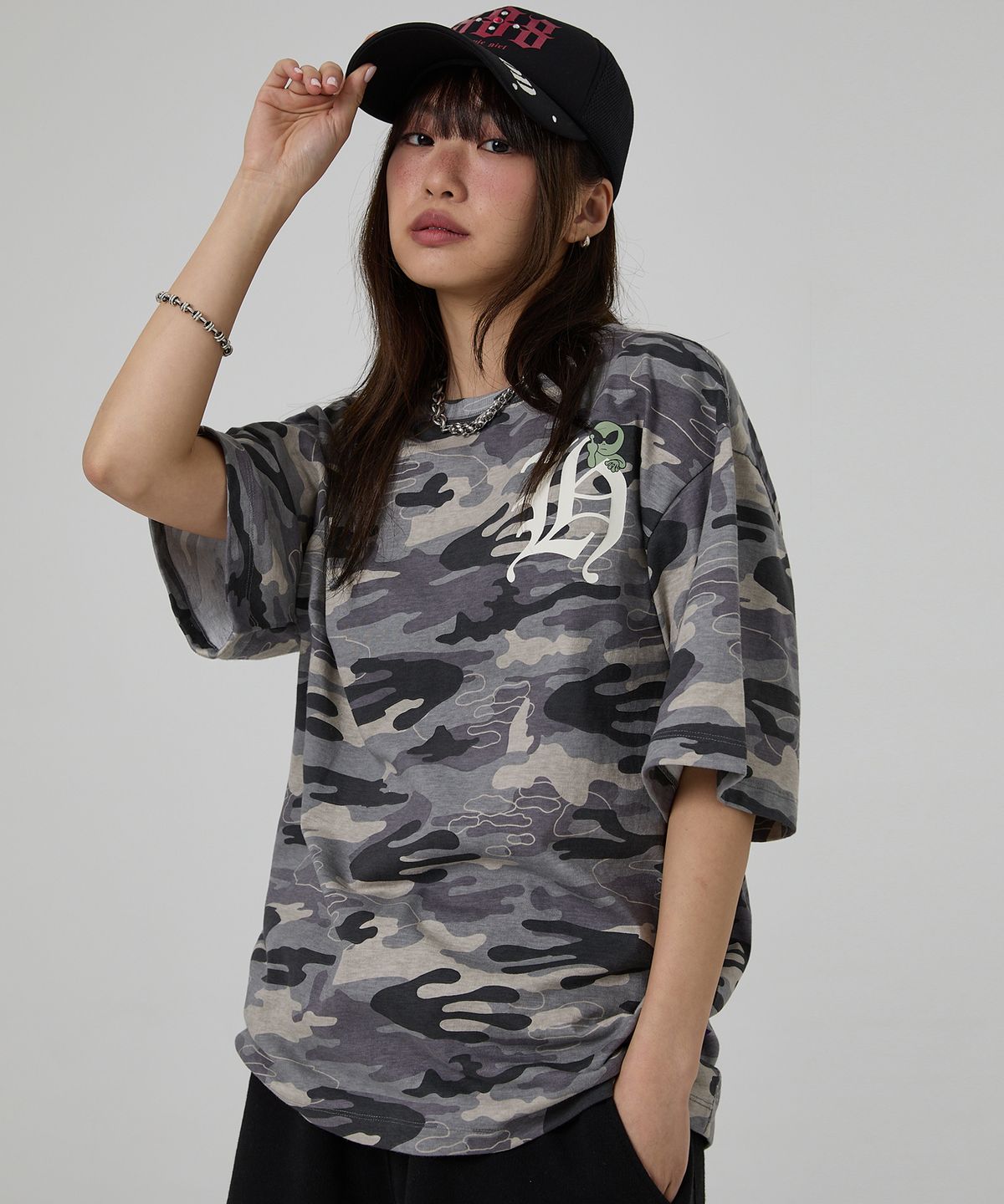 후드후드(HOODHOOD) H 로고 반팔티셔츠 카모