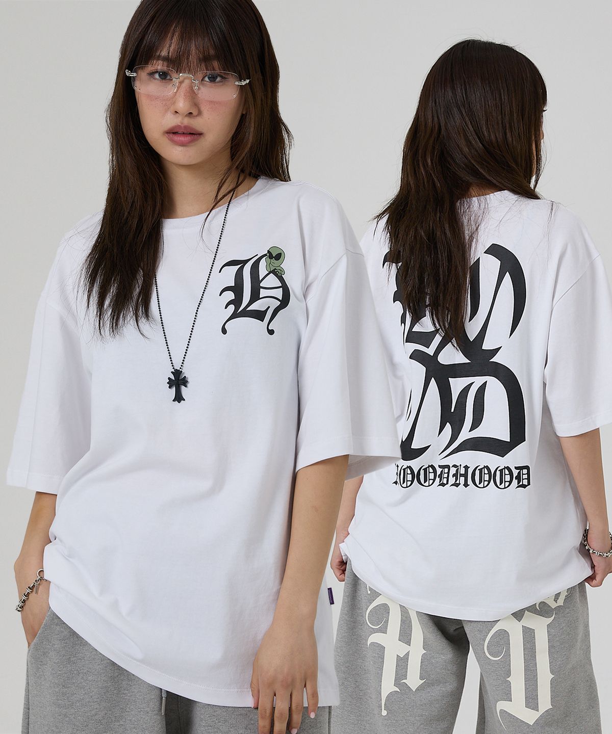 후드후드(HOODHOOD) H 로고 반팔티셔츠 화이트