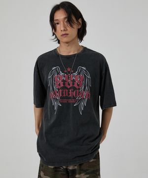 [최겨울pick] 888 엔젤 그래픽 워시드 반팔티셔츠 블랙