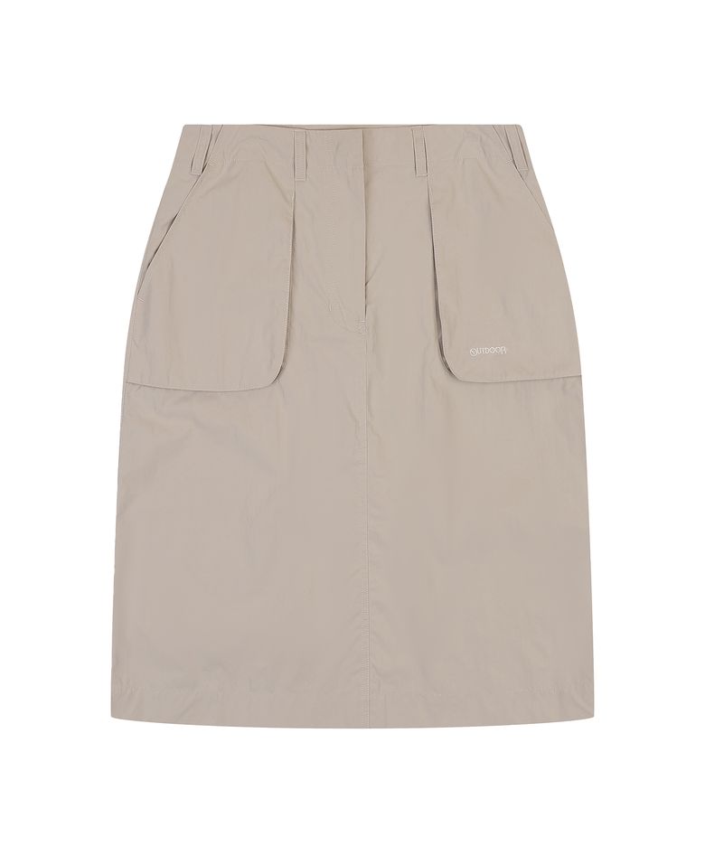 W MIDI STANDARD SKIRT (BEIGE)