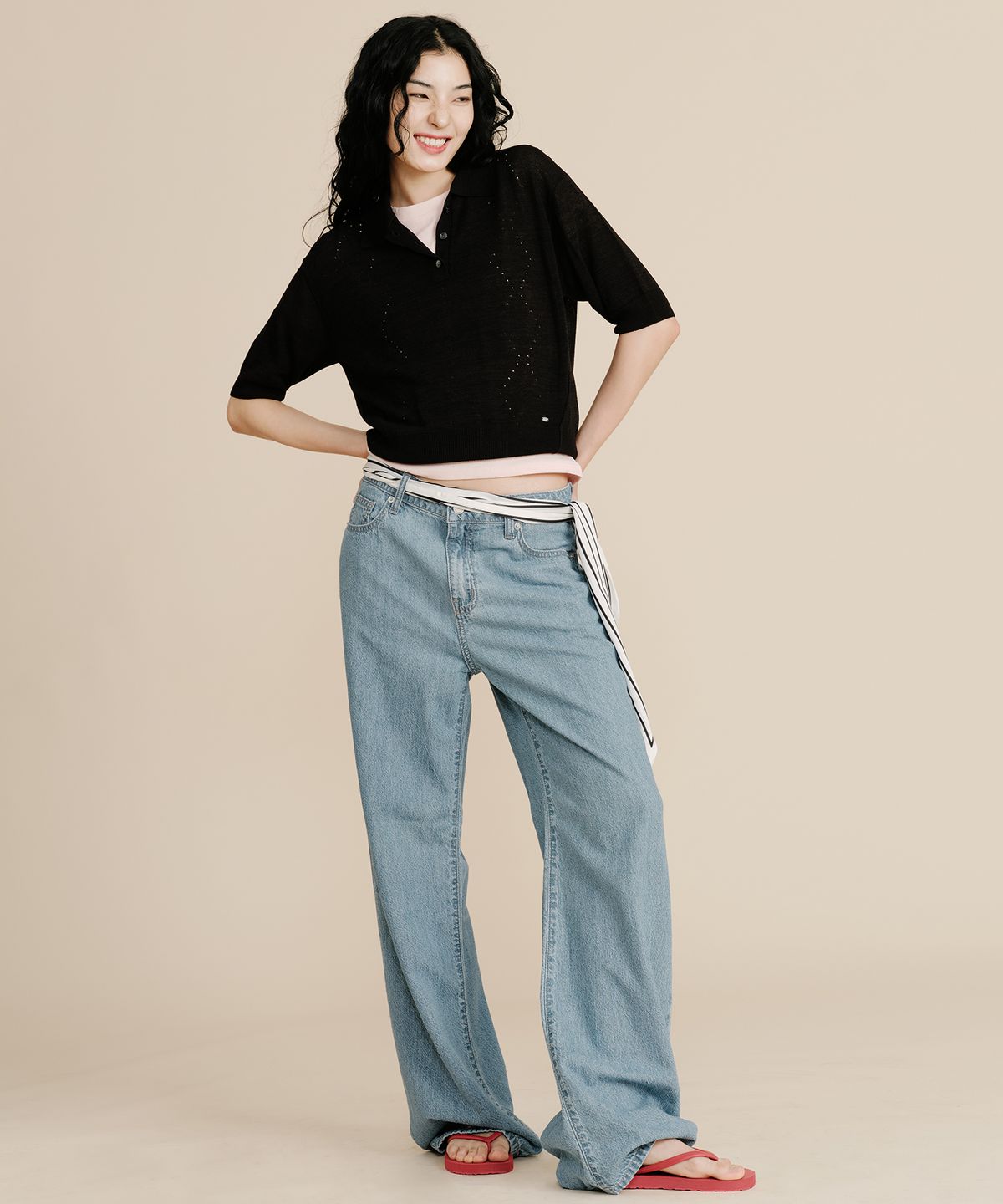플랙 우먼(PLAC WOMEN) 스트레이트 린넨 데님팬츠_2colors