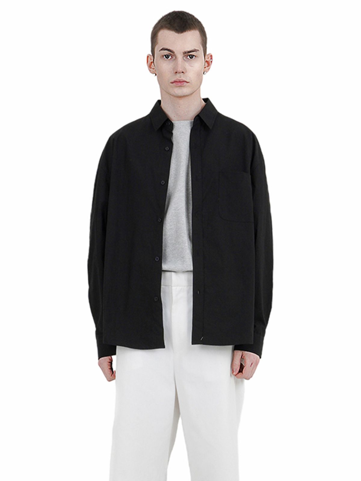 챈세스노이(CHANCE'S NOI) 스탠다드 피트 코튼 셔츠 블랙/M251TP04BK