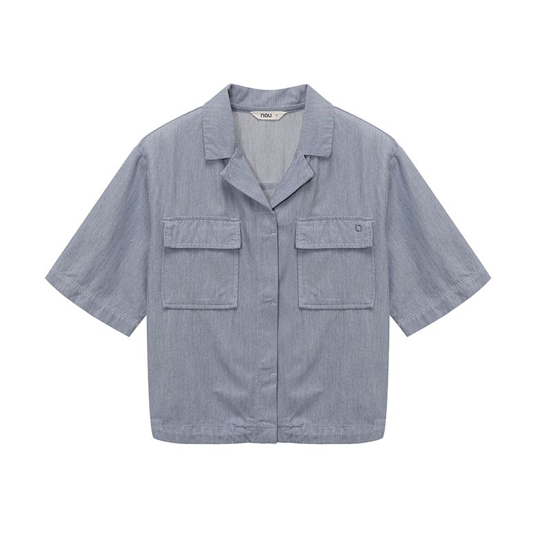 W 모달 데님 반팔 셔츠 Light Gray
