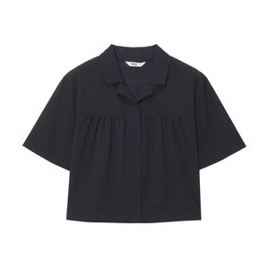 W 시어서커 숏 반팔 셔츠 Black