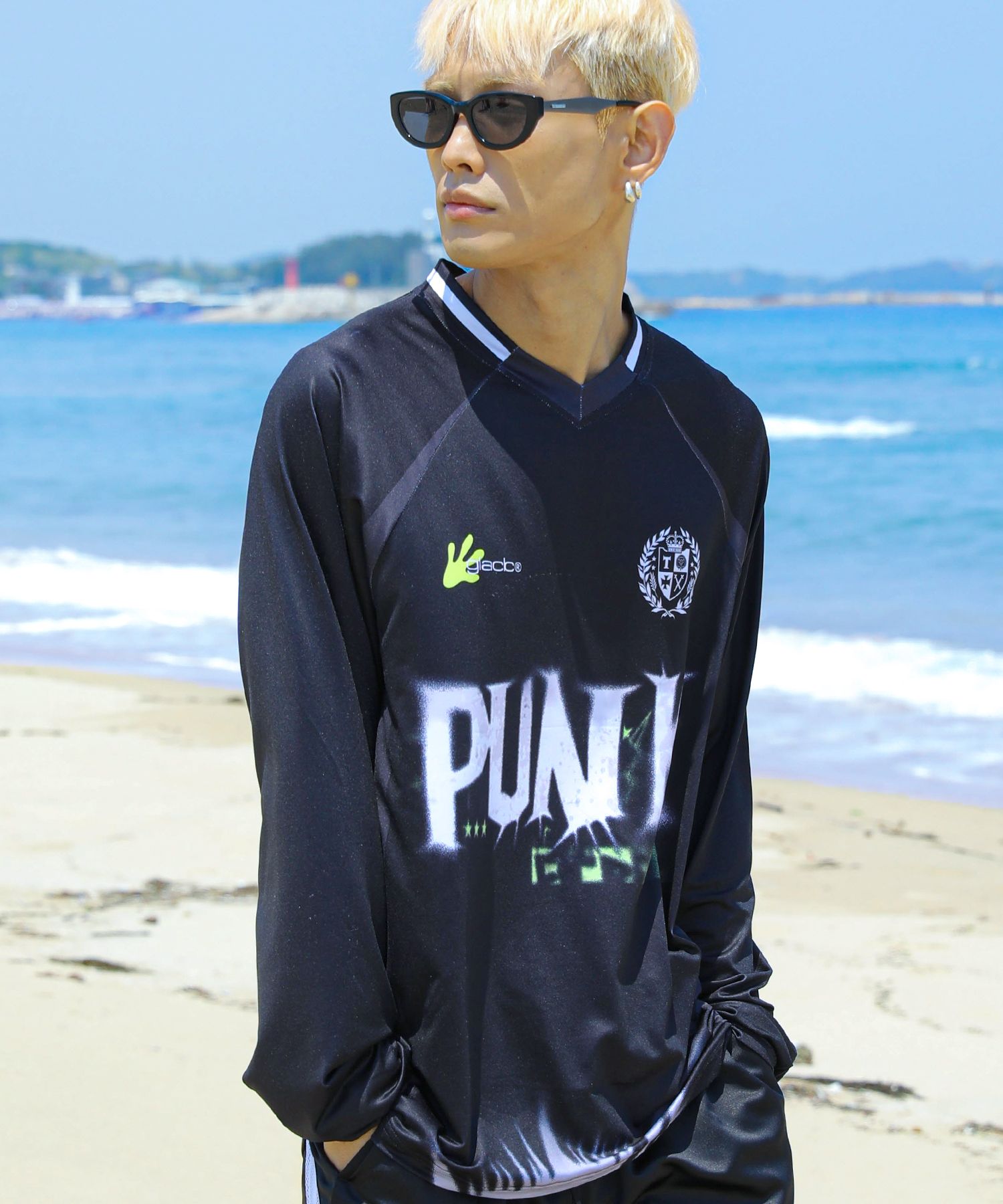 MUSINSA | GLACK GT118 Punk Graffiti Rash Guard Long Sleeve (BLACK)
