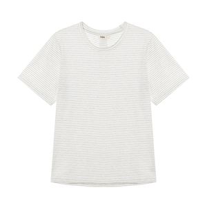W 오가닉 스트라이프 반팔 티셔츠 Melange Gray
