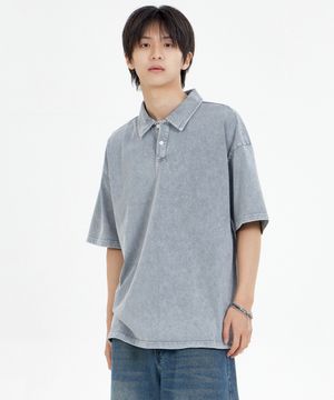 빅오버피그먼트다이드 카라티셔츠 그레이