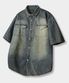 바이오 웨스턴 데님 반팔 셔츠_더스트 인디고