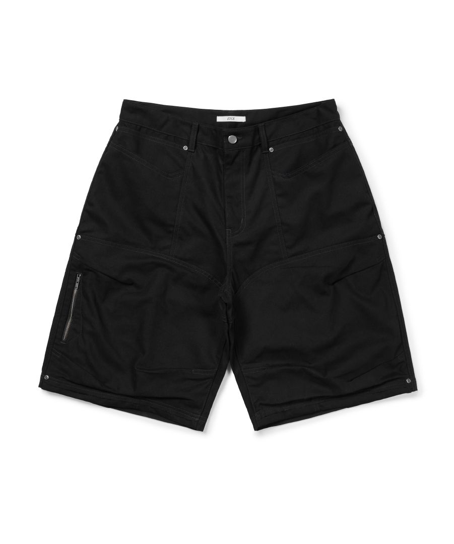 MUSINSA公式 | ETCE DOUBLE KNEE ZIPPER SHORTS (BLACK)