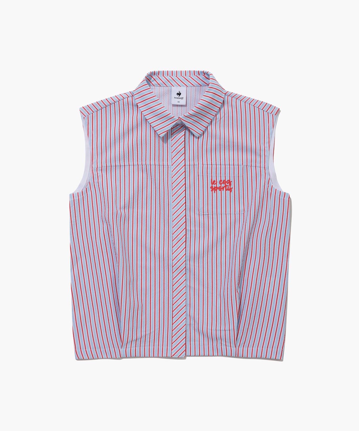 르꼬끄 골프(LECOQ GOLF) 여성 서커 스트라이프 슬리브리스 셔츠 (GQ222LSL61)