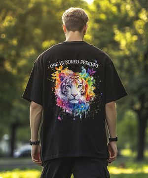 OHPxHARMONIA b컬러풀타이거 오버핏 반팔티 (4XL)