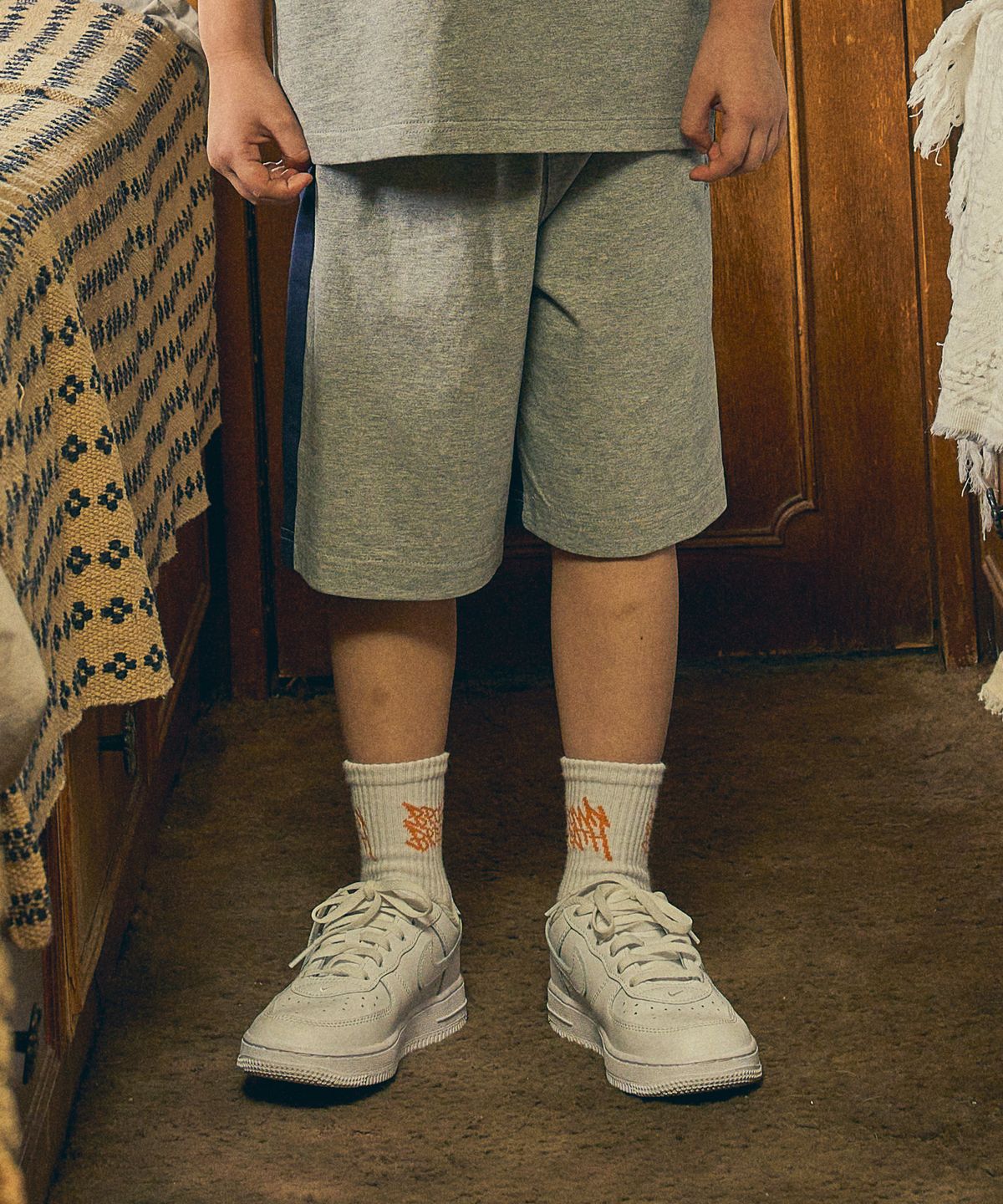 브라운브레스 키즈(BROWNBREATH KIDS) KIDS TAG 2TONE SHORTS - MELANGE GREY
