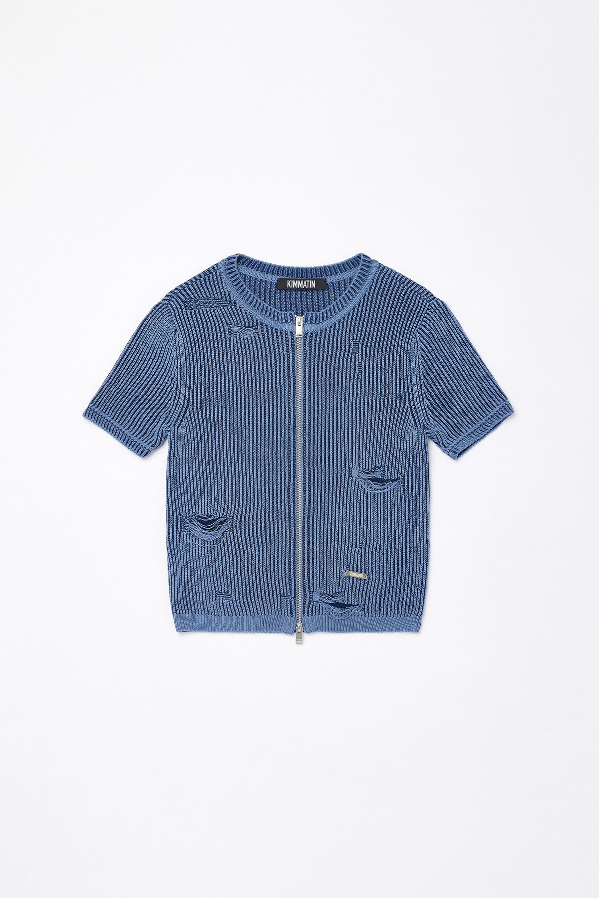 SEASON OFF SALE【MATIN KIM】DAMAGED HALF SLEEVE KNIT ZIP UP MUSINSA | MATIN KIM [KIMMATIN] DAMAGED HALF SLEEVE KNIT ZIP