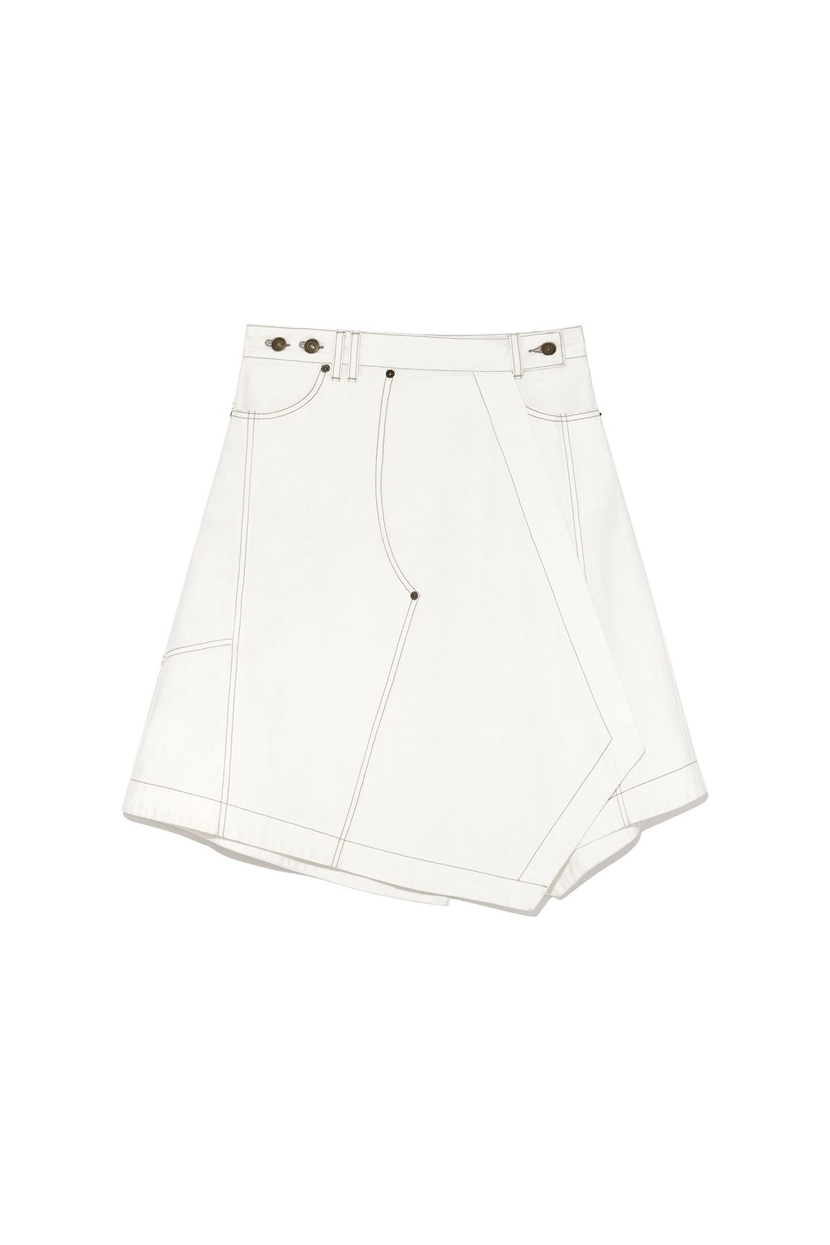 MUSINSA公式 | MATIN KIM DENIM MIXED FLARE SKIRT IN IVORY