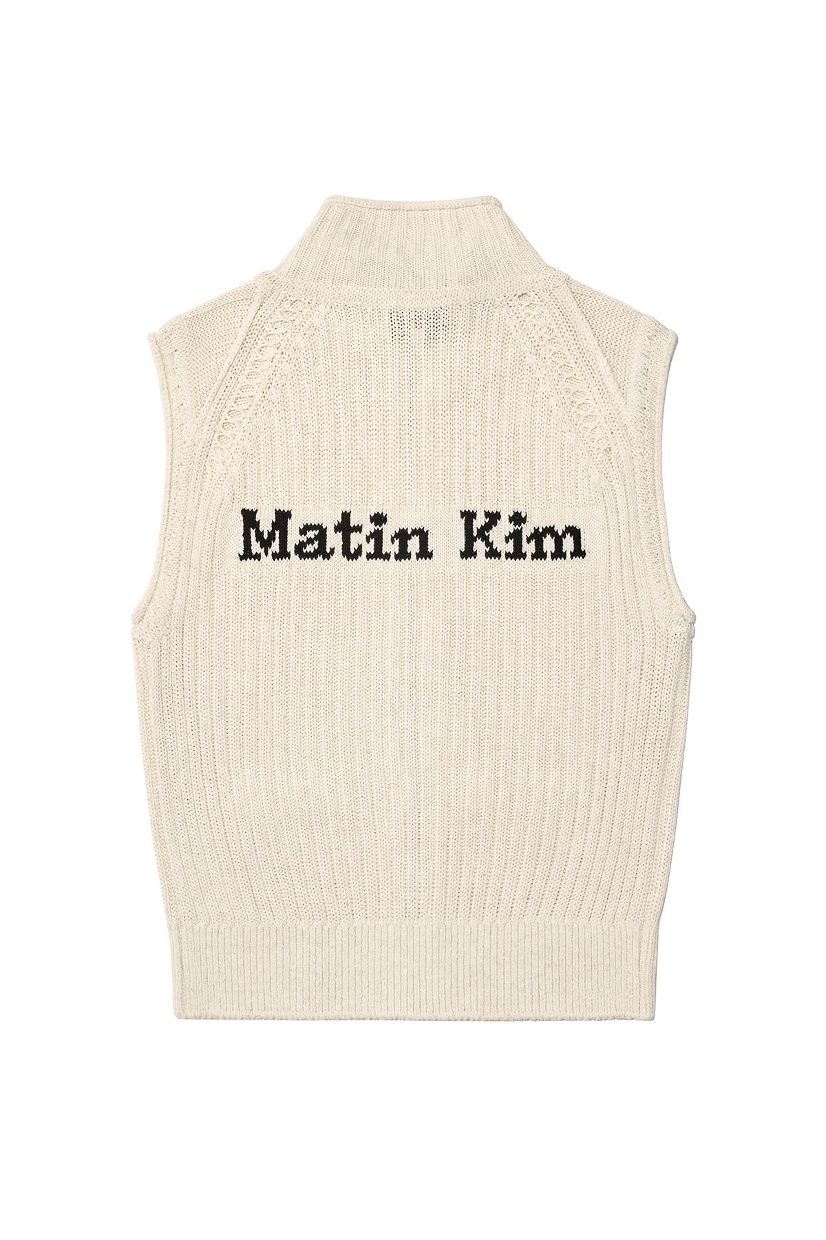 SEASON OFF SALE【MATIN KIM】BACK LOGO HIGH NECK KNIT VEST MUSINSA | MATIN KIM BACK LOGO HIGH NECK KNIT VEST IN LIGHT BEIGE