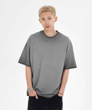 피그먼트 워싱 오버핏 크루넥 반팔 티셔츠_그레이
