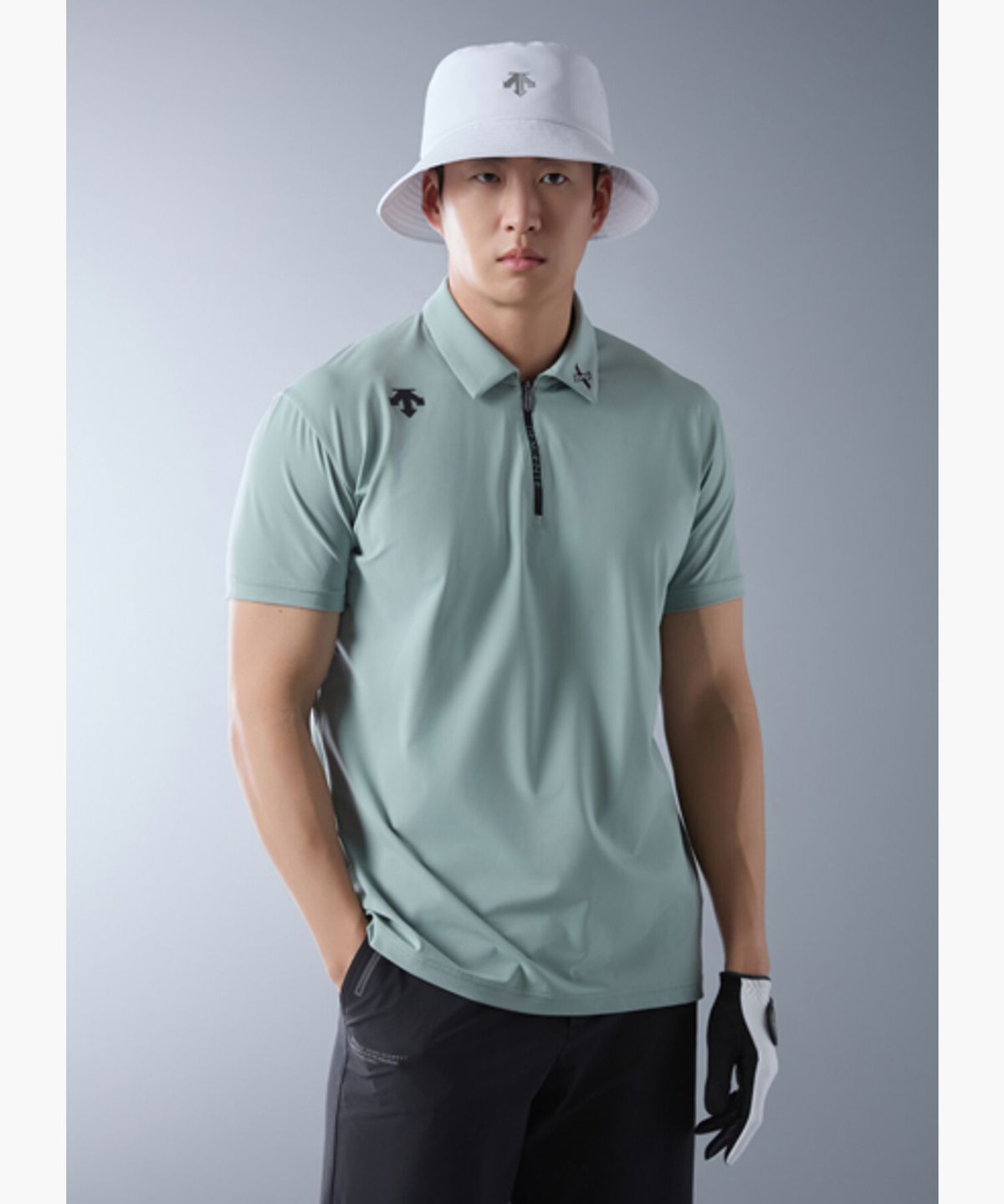 데상트 골프(DESCENTE GOLF) 남성 하프 집 반팔 티셔츠 (DQ11MFTS2B)
