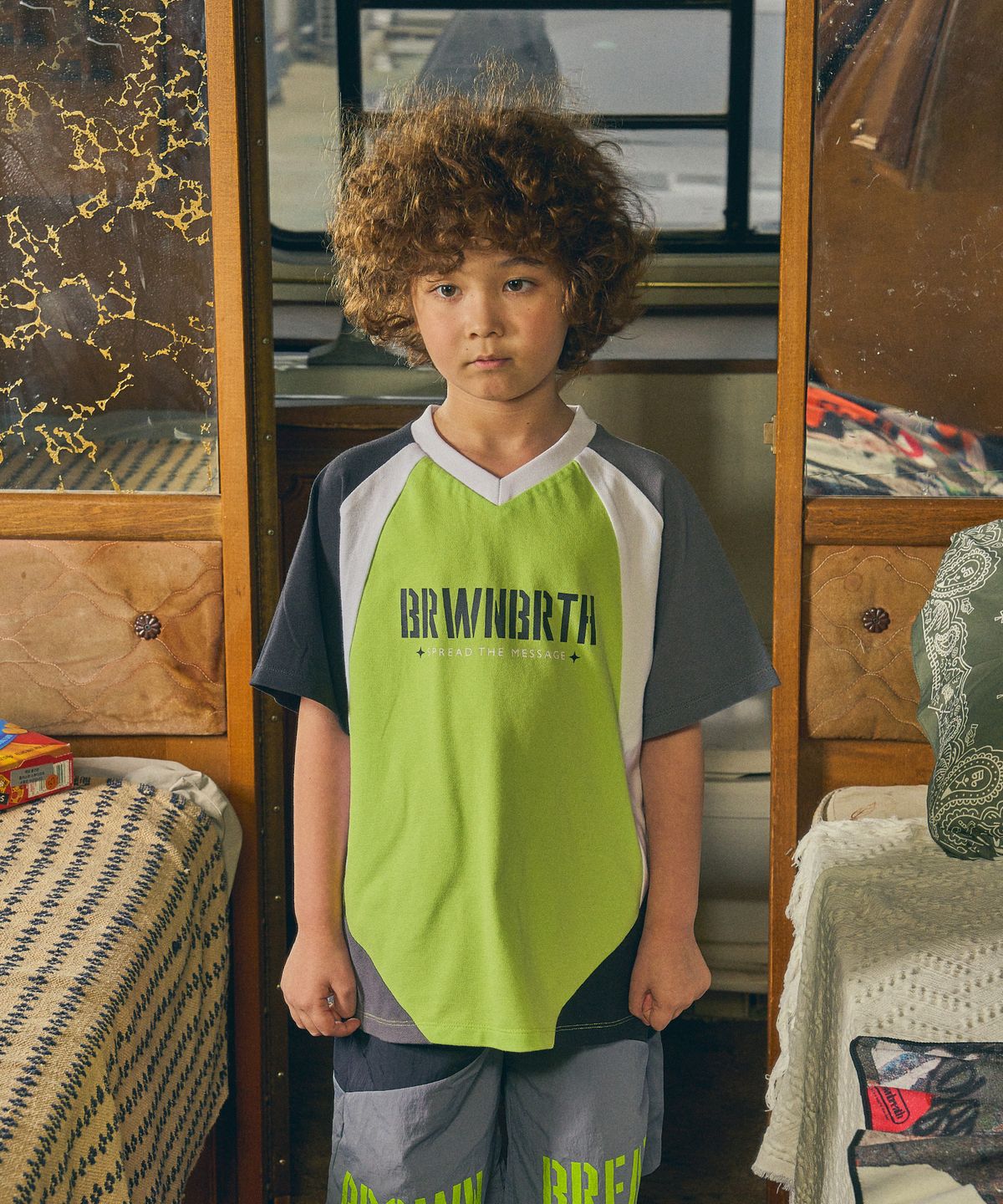 브라운브레스 키즈(BROWNBREATH KIDS) KIDS BB BLOCK TEE - GREEN